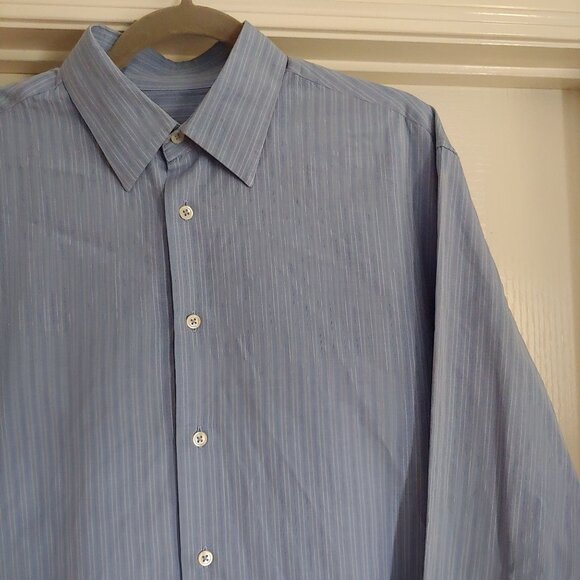 John Varvatos Blue Stripe Business Office Button Shirt 42 Italy - Picture 4 of 10